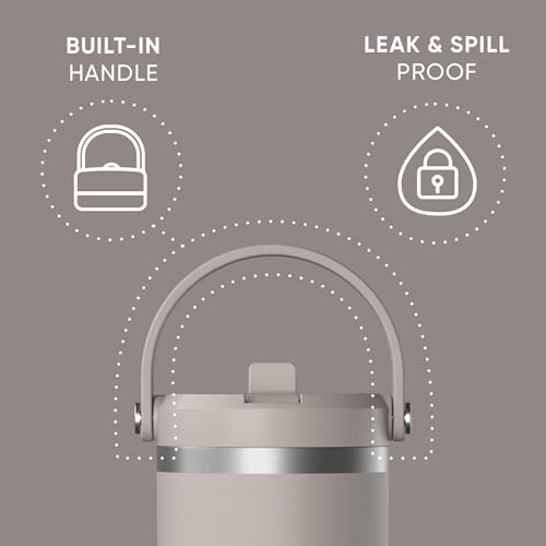 Hydrapeak Nomad 32oz Stainless Steel Insulated Travel Tumbler with Handle & Straw Lid, Leakproof, Cupholder Friendly, Back to School, College Dorm, Gym & Everyday Hydration, Cold 24 Hours (Mocha) - color: Mocha