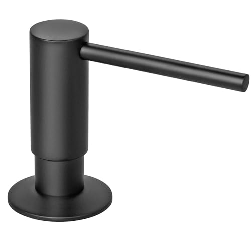 Samodra Sink Soap Dispenser, Metal Pump Head Liquid Lotion Countertop Kitchen Bathroom Soap Dispenser with 17 OZ PET Bottle (Black Matte) - color: Black Matte