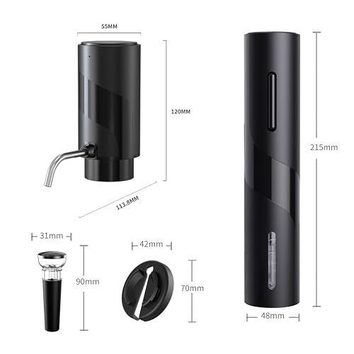 Electric Wine Set 4 | Automatic Wine Opener Dispenser Gift Set - Electric Corkscrew Opener & Auto Wine Dispenser | Ideal Housewarming Gifts