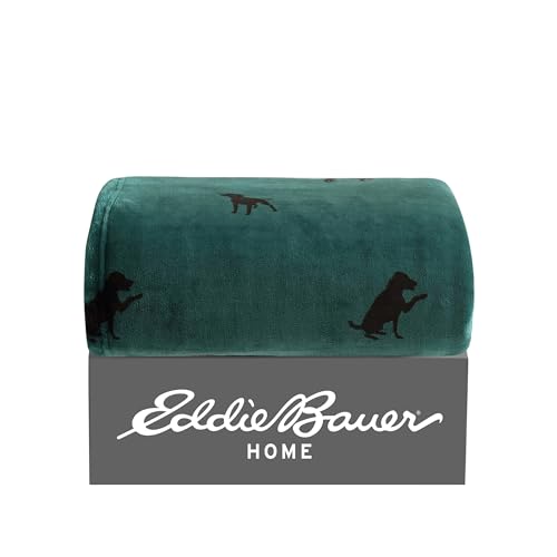 Eddie Bauer - Throw Blanket, Ultra-Soft & Reversible Plush Bedding, Blanket for Couch & Bed (Buddy The Dog Green, 50" x 60") - color: Buddy the Dog Green, size: 50" x 60"