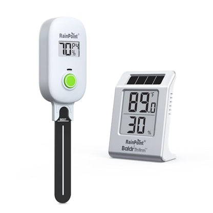 RAINPOINT Light-Driven Thermo-Hygrometer & Smart Digital Wireless Soil Moisture Meter (WiFi Hub Needed) Kit, Real-time Monitor Sensor Gardening Plant Care Essentials - color: Thermo-Hygrometer & Sensor Set
