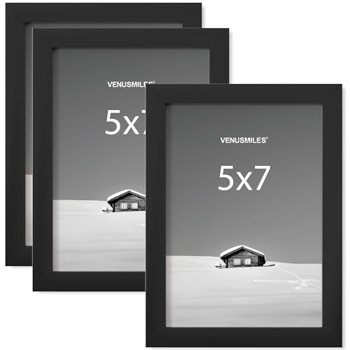 5x7 Picture Frame, Display 5x7 Photo Frames - High Definition Plexiglass - Vertical and Horizontal Display - Wall Hanging or Table Top Frame - Black, 3 Pack - color: Black, size: 5x7, 3P