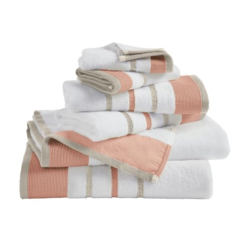 Great Bay Home Decorative Bath Towel Set - Luxury Cotton 6 Piece Towel Set - Luxurious, Ultra-Soft, Durable Towels for Bathroom Decor (Dusty Rose/Cappuccino) - color: Dusty Rose / Cappuccino, size: 6 Piece Set