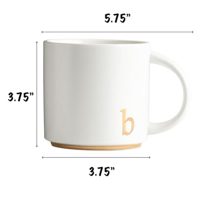 COLLECTIVE HOME Ceramic Coffee Mug, 15 oz Monogram Cup with Gift Box(b) | Dishwasher Safe, Engraved Gold Letter , Personalized Housewarming Birthday Present, Christmas Thanksgiving Mothers Day Gifts - color: gold-b
