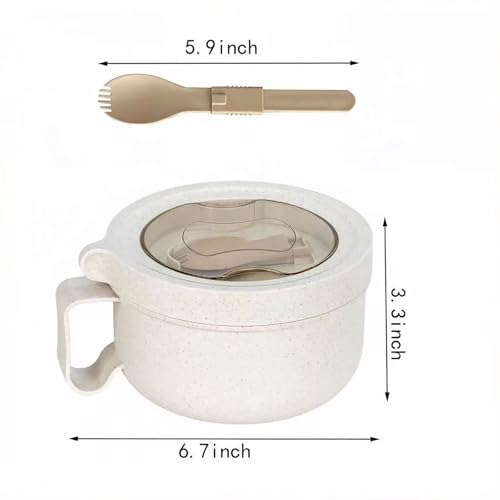 OZY Microwave Bowl Set with Lids and Handles,Ramen Noodles Cup Mug for Instant Noodles,Oatmeal,Salad,Soup,Cereal,Ideal for Home,Office, Dorm (1Beige) - color: 1Beige