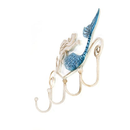 Tooarts Wall Mounted Key Holder Iron Mermaid Wall Decoration 4 Hooks for Coats Towels Bags Wall Mount Clothes Holder Screws Included