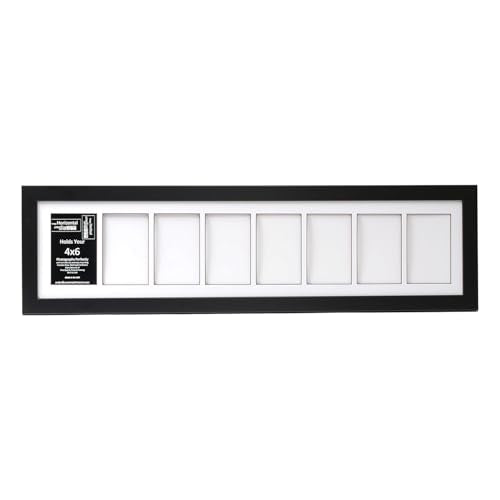 Creative Letter Art 4” x 6” Multiple Opening Picture Frame Collage with 8 holes, Manhattan Black Frame with 8 x 34-inch White Mat, Full-Strength Glass, Photo Collage for Wall, 8 Openings - color: 8 opening, size: Black w/8" White Mat