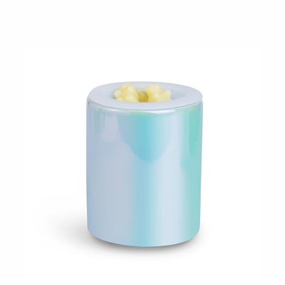 Happy Wax Iridescent Blue Mini Mod Warmer for Scented Wax - Small Tabletop with Timer - Electric, Ceramic with Removable No Mess Silicone Dish - color: Iridescent Blue