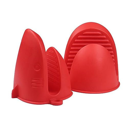 Mini Oven Gloves Silicone Heat Resistant Cooking Pinch Mitts Potholder for Air Fryer Kitchen Cooking & Baking (Red) - color: Red
