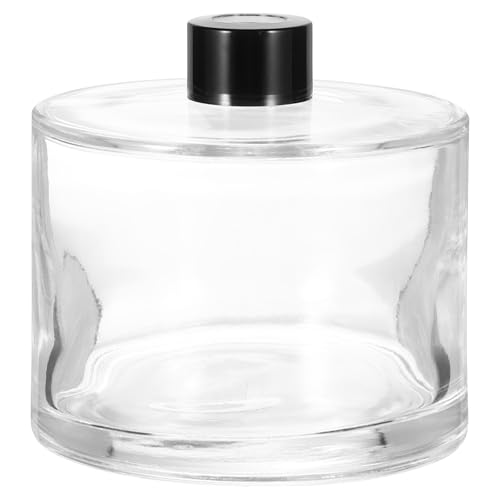 HARFINGTON 500ml/17oz Empty Glass Diffuser Bottle 4.1" x 4.1" Refillable Fragrance Accessories Aromatherapy Jar Container for Replacement Reed Diffuser DIY Home Bathroom Transparent - size: 16.9 Ounces