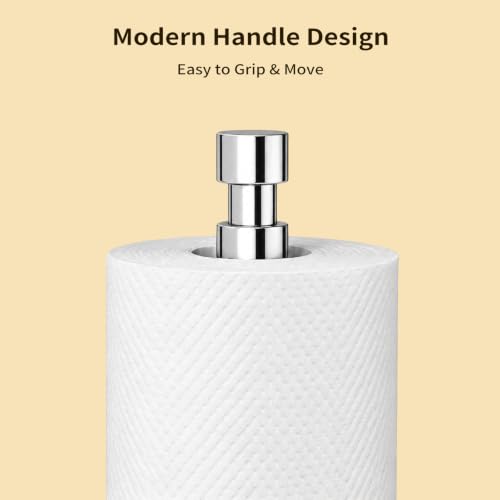3.9lbs Heavy Duty Paper Towel Holder Countertop Weighted Base | Chrome,Stainles Steel,Modern Standing Countertop Dispenser for Kitchen,Easy One-Handed Tear - color: Chrome