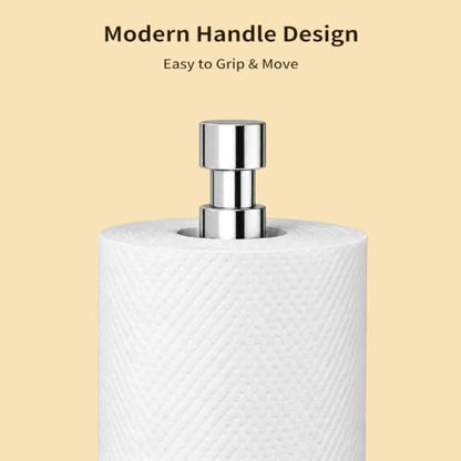 3.9lbs Heavy Duty Paper Towel Holder Countertop Weighted Base | Chrome,Stainles Steel,Modern Standing Countertop Dispenser for Kitchen,Easy One-Handed Tear - color: Chrome