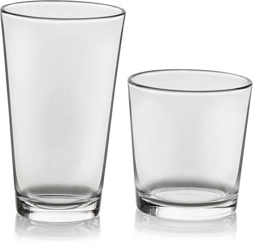 Libbey Flare Rocks, Glass Tumbler Set, Stylish Lead-Free Drinking Glasses Set of 16, Dishwasher-Safe Glass Cups Set for Daily Use and Parties - color: 04 - Flare