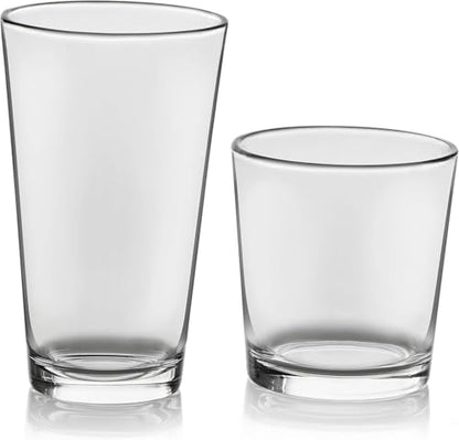 Libbey Flare Rocks, Glass Tumbler Set, Stylish Lead-Free Drinking Glasses Set of 16, Dishwasher-Safe Glass Cups Set for Daily Use and Parties - color: 04 - Flare