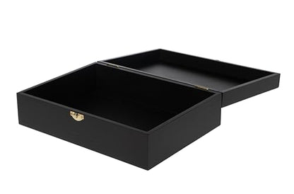 Creative Hobbies Large Black Wooden Keepsake Box with Gold Clasp | 10.25″ × 7.5″ × 3.25″ Storage Case for Photos, Jewelry, Crafts & Gifts