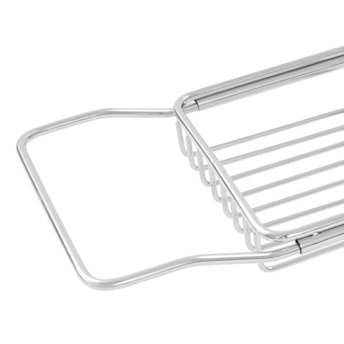 Expandable Stainless Steel Bathtub Caddy Tray, Adjustable Over Tub Rack Marble Board Anti-Slip Groove Raised Guardrail Modern Bath Organizer for Home Hotel Bathroom Use (Silver+White) - color: Silver+white