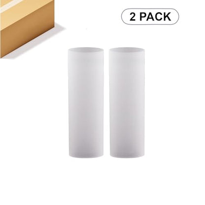 WGVI Hurricane Candle Holder Sleeve, W: 3", Ht: 10", Frosted Glass Cylinder Open Both Ends, Chimney Tube Shade, 2 Pieces - color: Frosted, size: 3x10"H