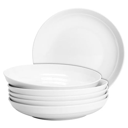 Anveena 7-inch Ceramic Plate Set, White Salad Bowl 6-piece Set | Microwave, oven, and dishwasher safe; scratch-resistant and stain-proof - color: pure white, size: 7inch