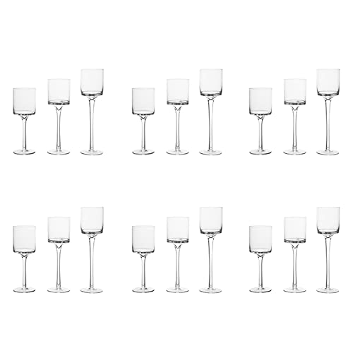 6 Sets (18 Pcs) Candlestick & Tealight Candle Holders Tall High Elegant Clear Glass Tealight Holder Suitable for Candles Under 6cm (2.36") in Diameter Fit Home Party Wedding Table Centerpiece Decor - color: 6sets Clear