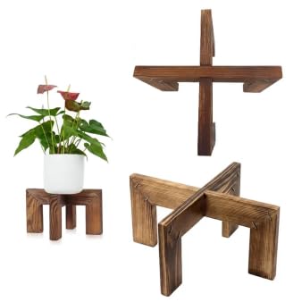 Wood Plant Stand Indoor Outdoor, 13 Inch Tall Plant Stand, Sturdy Single Floor Planter Holder, Mid Century Wood Plant Stand for 12-15 Inch Pots, Living Room Patio Bedroom Decor (LARGE) - color: LARGE