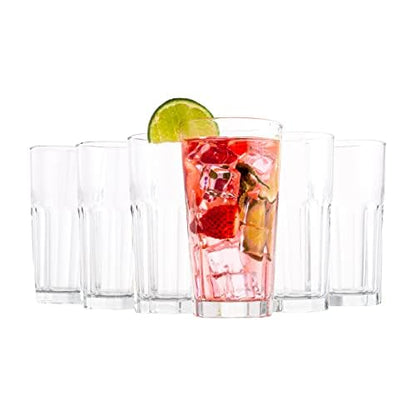 Vikko Drinking Glasses, Set of 6 Juice Glasses 9.5 Oz, Thick and Sturdy Kitchen Glasses, Dishwasher Safe Highball Glass Tumbler, Heavy Duty Cups, Water Glasses - style: Morocco