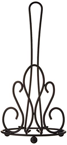 Spectrum Diversified Tuscan Paper Towel Holder, Roll Dispenser Stand for Kitchen Countertop & Dining Room Table, Black