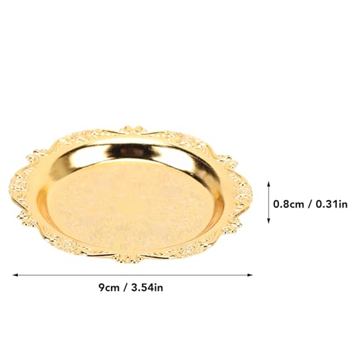 Yosoo Health Gear Appetizer Plate Metal Set Handcrafted Zinc Alloy Decorative Gold Plates Exquisite Design for Serving Appetizers and Snacks at Gatherings Parties Gift Idea