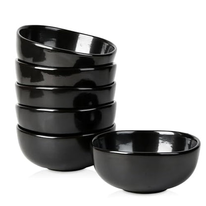 vicrays Ceramic Cereal Bowls Set - Porcelain 26 Ounce Soup Salad Bowls Set - Rice Dessert Cream Bowls Set - Chip Resistant Dishwasher Microwave Safe - Set of 6 (Black) - color: Black
