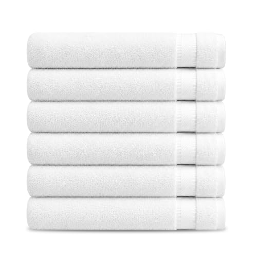 Soft Classic Towel Set - Ultra-Absorbent, Quick-Drying & Durable 6-Piece Towels - Ringspun Cotton Loops for Plush Comfort - Lightweight & Long-Lasting Bathroom Essentials - (White, Hand Towel) - style: Hand Towel