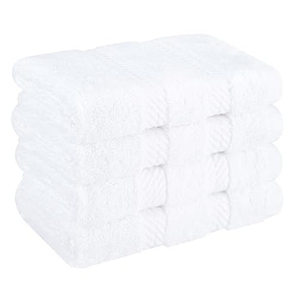 American Soft Linen 100% Cotton Luxury Turkish Towels, 4 PC Washcloth Set | Soft Absorbent Quick Dry OEKO Tex Standard 100 Certificated Durable Machine Washable Premium Hotel Quality - color: Bright White, size: 13"x13"