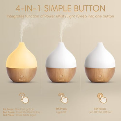 SALKING Essential Oil Diffuser with Luxury Hotel Fragrance Oil Set, 100ml | Aromatherapy Diffuser for Home, Ultrasonic Diffuser, Auto Shut-Off, 8 Color LED Lights, Cool Mist Humidifier,Quiet, Bedroom - color: Wooden Grain + Oil