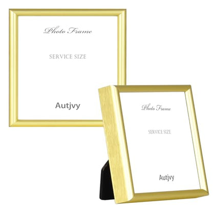 3x3 Picture Frame 2-Pack Gold Thin Metal HD Glass Wall/Table | Modern Simple Thin Aluminum Metal, Soft Velvet Backing, HD Real Glass, Photo Frame Tabletop and Wall Display - color: Gold-Bronze, size: 3x3