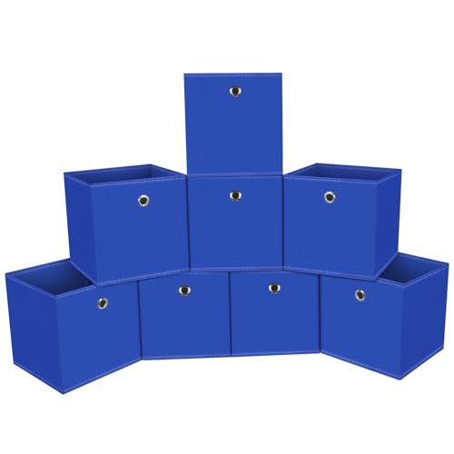Foldable Storage Cubes Bins ,11 Inch Cloth Storage Cube Fabric Storage Box Cubes Organizer Baskets with Dual Handles for Home Organizer Set of 8 (Dark Blue) - color: Dark Blue, size: 8 Pack