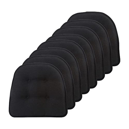 Non-Slip Chair Cushions, Assembled in USA, U-Shaped Skid-Proof Seat Pads for Dining Room, Kitchen, Office, 15"x16" - color: Solid Midnight Black, size: 8 Pack