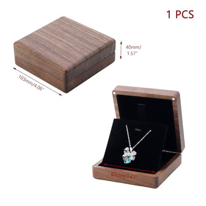 KUMGROT Walnut Wood Necklace Box Pendant Necklace Gift Box | Jewelry Gift Boxes with Velvet Soft Interior Holder for Necklaces Wedding, Romantic Proposal Gift Box, Jewelry Display Case - style: Jewelry Box