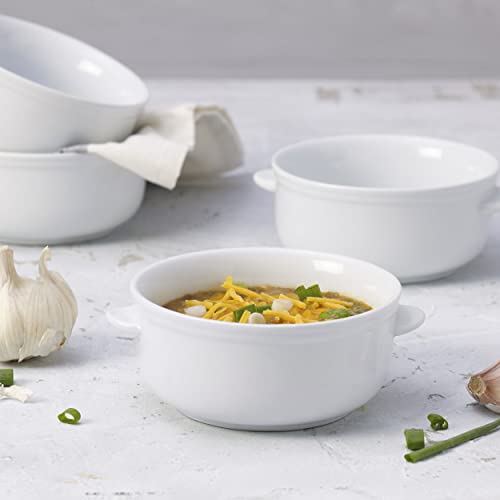Everyday White by Fitz and Floyd Set of 4 Handled Soup Chili Bowls, 20 ounces, White - size: 20 ounces