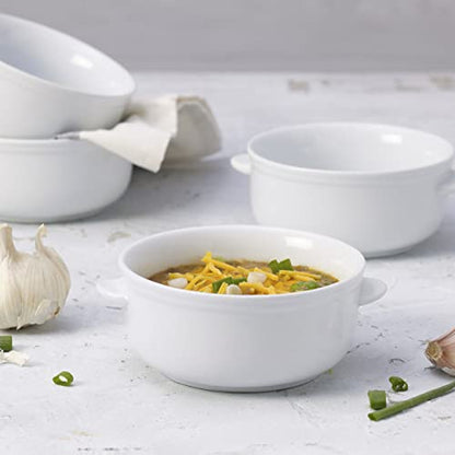 Everyday White by Fitz and Floyd Set of 4 Handled Soup Chili Bowls, 20 ounces, White - size: 20 ounces