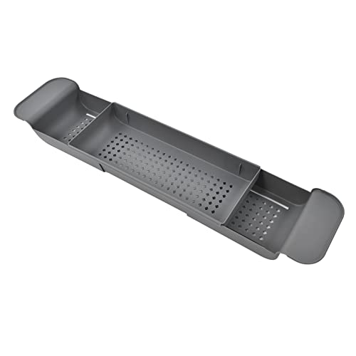 Expandable Bathtub Caddy Tray, PP Material, Adjustable Length, Ideal for Relaxing Baths and Organizing Toiletries (Gray) - color: Gray