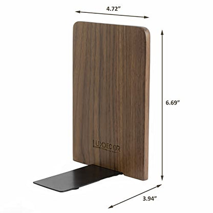 Large Bookend Hold Heavy Books-7x4x5in 2 Pack Non-Skid Wood Bookends Walnut | Heavy-duty wooden bookends Heavy-duty design holds heavy books, Non-skid base keeps books upright on desk/shelf. - color: Walnut-s-2pair