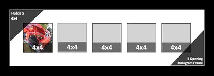 5 4x4 Opening Manhattan Black 8x26 Picture Frame Holds 4x4 photo Collage with White Matting and Glass - color: White, size: 5 4x4