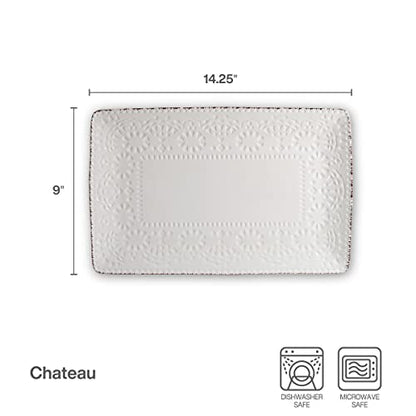 Pfaltzgraff Chateau Serve Platter, 14.25 Inch, Blue and White,Cream - style: Serve Platter
