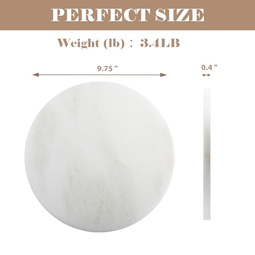 BCS Natural Round Marble Charcuterie and Cutting Boards for Kitchen, 10" Marble Cheese Pastry Board Stone Slab for baking, Pastries, Bread, Chocolate, Candy (Namib Fantasy)