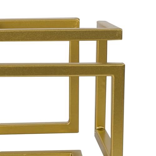 DreamsEden Geometric Cube Sculpture Gold Block Modern Statues Metal Art Decorative Desktop Ornaments