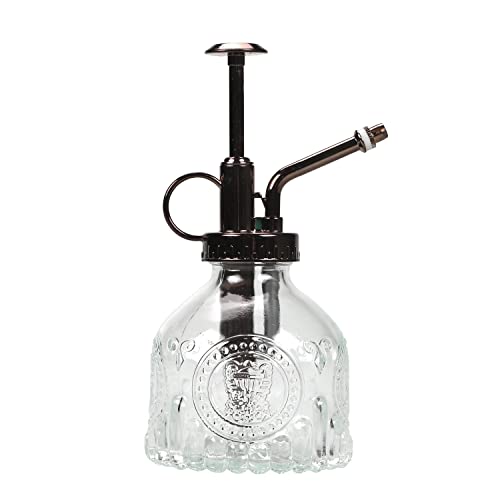 TOMEX Glass Plant Mister Spray Bottle 200ML Vintage Style Plant Spritzer Small Sprayer Mister Succulent Watering Bottle with Top Pump Watering Can for Indoor Outdoor House Plants,Flowers (Clear) - color: Clear