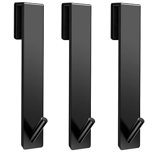 Kontoyo Shower Door Hooks(7.5 Inch),Extended Over Door Hooks for Bathroom Frameless Glass Shower Door,Stainless Steel Towel Hooks,Heavy Duty Rack Hooks for Robe,Towel-3 Pack-Black - color: Black, size: 7.5IN-3 Pack