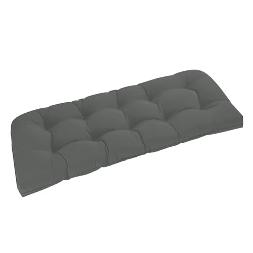 downluxe Outdoor Bench Cushion for Patio Furniture, Water Resistant Tufted Overstuffed Porch Swing Cushions, Thick Outdoor Loveseat Cushions, 48" X 18" X 5", Dark Grey, Set of 1 - color: Dark Grey, size: 48x18x5 Inch