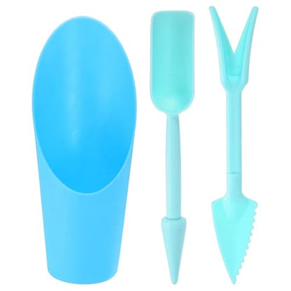 M METERXITY 2-Set Succulent Tools, Plastic 2-in-1 Mini Garden Shovel Hand Succulent Transplanting Tools Garden Shovel Transplant Trowel for Planting/Digging/Aerating/Sowing [Blue] - color: Blue