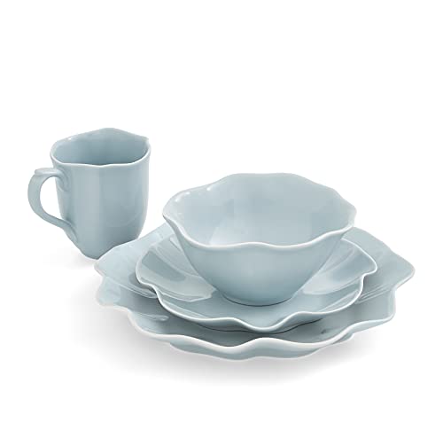 Portmeirion Sophie Conran Floret 4 Piece Place Setting | Dinner Plate, Salad Plate, Cereal Bowl, and Mug | Made from Porcelain | Microwave and Dishwasher Safe – Robins Egg