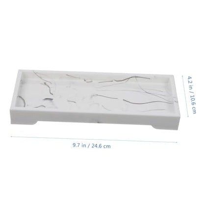 Marble-Style Composite Bathroom Storage Tray for Cosmetics and Toiletries, White Vanity Plate with Jewelry Organizer for Sink Countertop Use