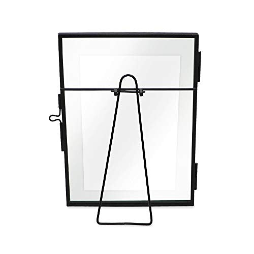 Isaac Jacobs 5x7 Black Vertical Metal Floating Photo Frame, Locket Closure | Modern Style Brass and Glass, Metal Floating Desk Photo Frame (Vertical), with Locket Closure, Art, Mementos & Keepsakes - size: 5x7